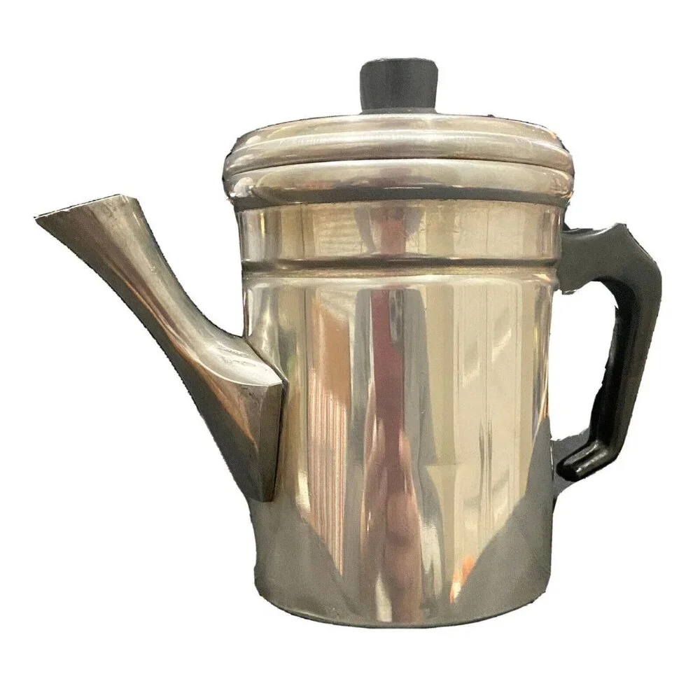 VINTAGE Aluminum Stovetop Tea Coffee Pot Made In Italy Camping Mid Century MCM